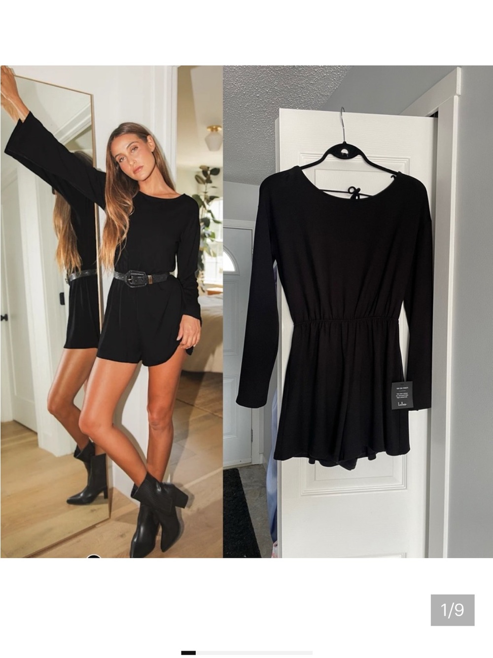 NWT Lulus Deep V Back Romper. Stretchy.  Black. XS